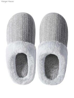 Womens Memory Foam Fuzzy Knitted Slip-On Slippers Warm House Shoes